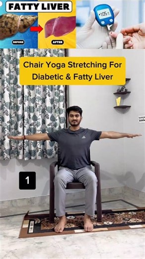 1.3M views · 7.9K reactions | Chair Yoga For Fatty Liver & Diabetes Do these yoga exercises daily Heal your body, balance sugar, support liver health.” Yogvidya #fattyliver #fattyliverawareness #diabetes #diabetesawareness #yoga #fb #fbreels #viralreelsfb | Yogvidya | Facebook
