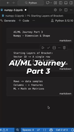 AI/ML Journey Part 3 #ai #machinelearning #shorts #reels