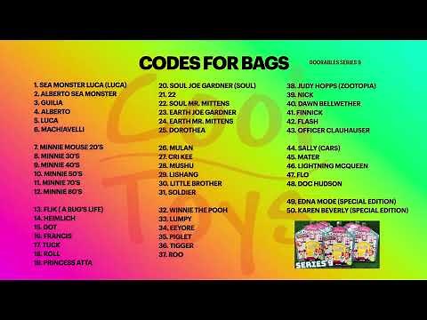 DISNEY DOORABLES SERIES 9 - CODES FOR BAGS