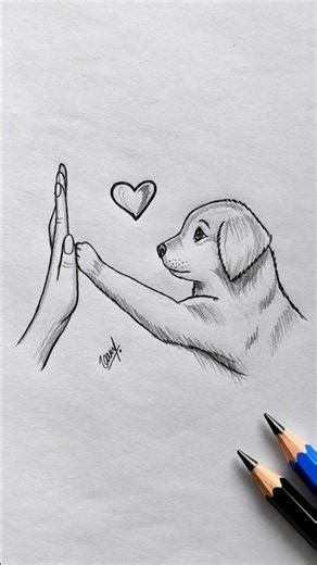 How to Draw a Cute Dog 🐶❤️ High Five Drawing Tutorial Step by Step Easy Pencil Sketch #cutedog #dog