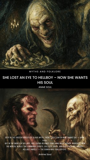 She Lost an Eye to Hellboy – Now She Wants His Soul Deep in the frozen forests of Slavic myth, there lives a witch who cannot die, Baba Yaga. mortal world, she commands spirits, collects souls, and plots revenge against Hellboy himself, the demon who took her eye.#Hellboy #BabaYaga #DarkLore #ComicMythology #HorrorLegends #fblifestyle | Anime Soul Cinema
