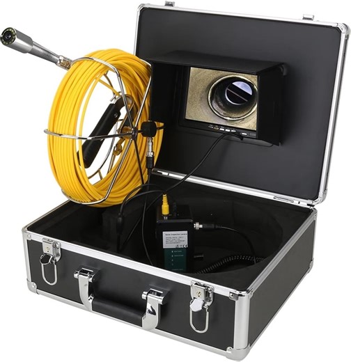 Industrial 7" Monitor DVR 30M Sewer Pipe Inspection Video Camera with Auto Self Leveling 512HZ Transmitter Pipe Locator 22MM Inspection Camera (Cable Length : 30m Color : Black) (Black 20m)