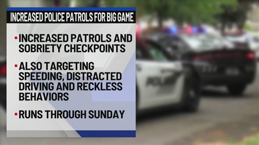 Increased police patrols for the Big Game
