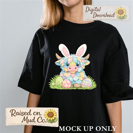 Easter Highland Cow PNG, Bunny Ear Cow Design (digital Download) - Etsy