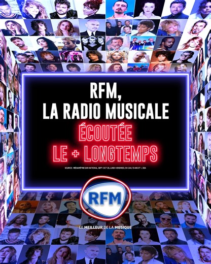 [#AudiencesRadio] 🥰 Vous faîtes de #RFM, LA RADIO MUSICALE ÉCOUTÉE LE PLUS LONGTEMPS ! 🎶 🙏 Un immense MERCI pour votre fidélité au #MeilleurDeLaMusique ! 💓 | RFM