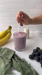This tasty grape smoothie is sweet and creamy. It’s easy to make and packed with protein! Give this a try when you need a tasty treat for breakfast! Ingredients: 1/2 cup frozen seedless grapes 1 frozen banana 1/2 cup plain Greek yogurt 1/4 cup unsweetened almond milk Instructions: Add all the ingredients to a blender and blend until smooth. | I Heart Vegetables