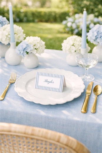 Watercolor Striped Wedding Place Card Template, Blue Theme, Folded & Flat Name Cards for Seat Assignments, Personalizable in Canva, Stripe3 - Etsy