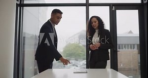 Architect working on a futuristic hologram building for company architecture project. Teamwork, communication and collaboration from partnership team with digital 3d holographic skyscraper blueprint