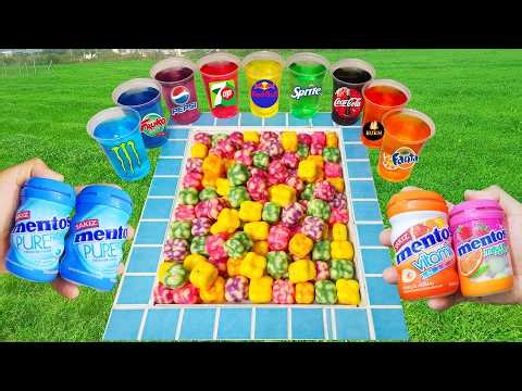 Cola Mentos Experiments !!New Candy, Coca Cola of Fanta, Fruko, Sprite, Pepsi And Mentos İn The Pool
