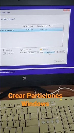 Crear particiones en la instalación de Windows