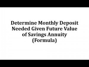 Determine Monthly Deposit Needed Given Future Value of Savings Annuity (Formula)