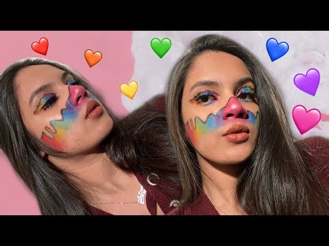 Dripping Rainbow Makeup Tutorial ll Colorful Rainbow Drip Face Makeup