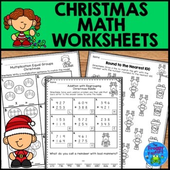 3rd Grade Christmas Math Worksheets | Christmas Math Activities | Math Review
