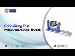 Cobb Sizing Test as per ISO 535 | Paper Water Absorption Test Explained | Presto Demo