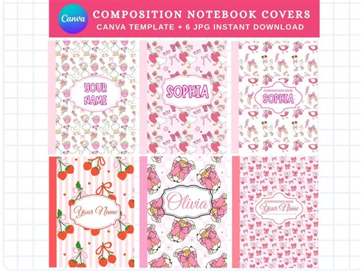 Personalized Composition Notebook Cover, Canva Templates, Notebook Cover Template, Composition Book Cover, Back to School Teacher Gift, - Etsy