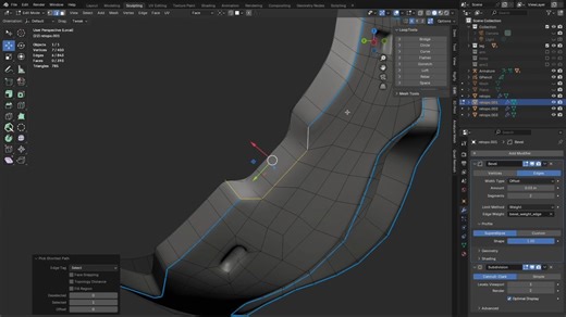 Blender中进行Mech雕刻、建模和修复。