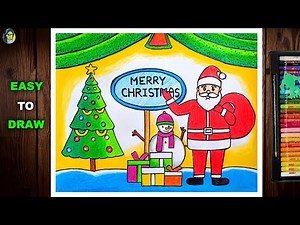 Merry Christmas Drawing Easy | Christmas Drawing | How To Draw Santa Claus | Christmas Tree Drawing