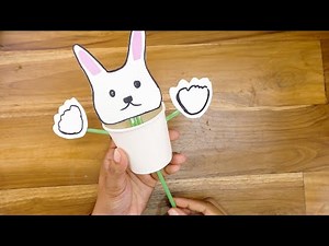 Jumping Rabbit: Kids Craft with Straw and Paper Cup