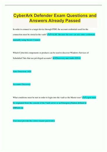 CyberArk Defender Exam Questions and Answers Already Passed2556