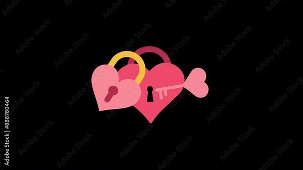 Love Padlock Animated Icon, Padlock Icon Looping Animation on Alpha Chennel Background, perfectly complements your presentations, interactive website design, and interactive User Interface