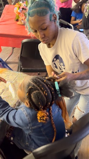 Today we were honored to give back to our community by serving our youth with free haircuts and free hairstyles. I also brought Faith along so she could be part of this experience and give back as well. This is one of the amazing young ladies who was awarded a $250 scholarship by Junior Cosmetology in partnership with AmeriHealth. | Dana Hayes