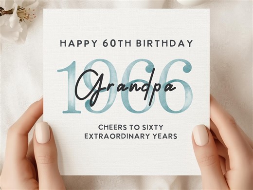 60th Birthday Card for Grandpa Classic 1966 Design Cheers to Sixty Years Elegant Milestone Birthday Keepsake Card - Etsy