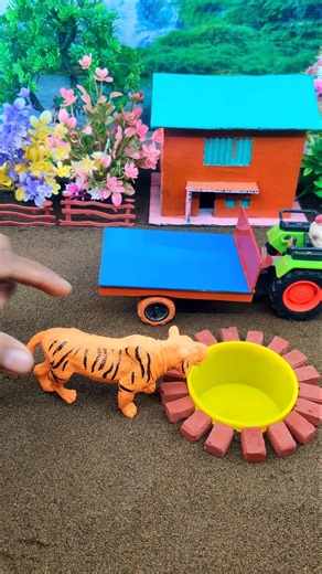 Mini Hand Pump Project with Supply Motor | Tiger Farm Drinking Water DIY Model 🐯💦 #shorts#waterpump