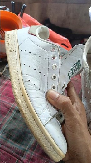 re-stitched adidas stan smith shoes