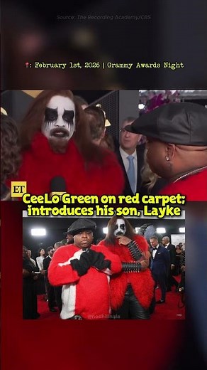 CeeLo Green and younger son Layke wear red eyes and makeup to the Grammys