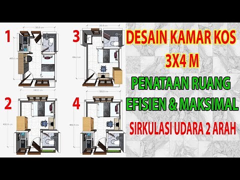 DESAIN DENAH RUANG KOS KOSAN 3X4 M || 5 VERSI Dengan Mengutamakan Sirkulasi Udara