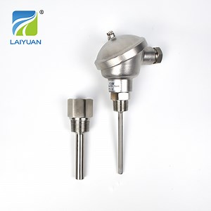 [Hot Item] Laiyuan Stainless Steel 304 Rtd Probe 1/2' NPT Thread Thermocouple PT100 Sensor with SUS 316 Thermowell