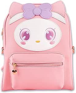 BelugaDesign Anime Cat Backpack | Kitty Cute Kawaii Cutecore Anime Bag | Large Pink Purple Pastel School Supplies for Kids Girls Teens Women | Y2K Hello Travel Everyday Bow Ear Eye Faux Leather