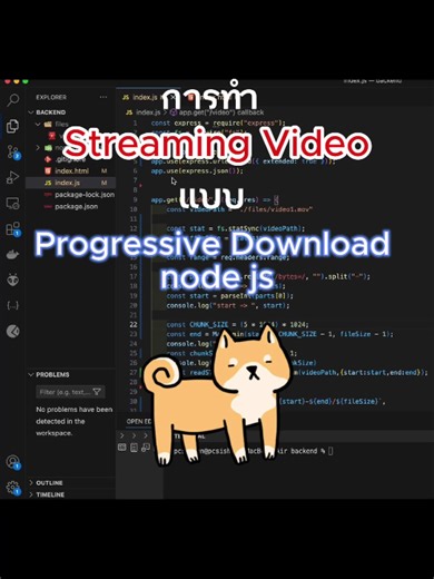 การสตรีมวีดีโอด้วย Progressive Download ใน Node.js