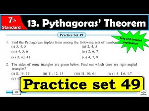Practice set 49 Class 7 | Chapter 13. Pythagoras Theorem | All Question Answers | MH State Board