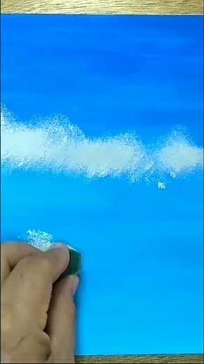 Cómo pintar nubes con esponja. Mira el tutorial completo en el canal #painting #acrilicpainting #art