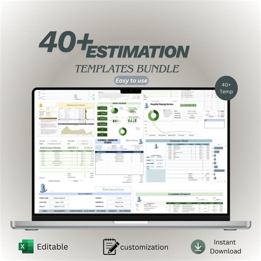 40  Estimation Template Bundle | Excel & Google Sheets | Construction Contractor Cost Estimate, Project Budget, Time Resource Estimator - Etsy Canada
