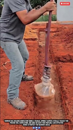Worker Construction Innovation Makes Soil Compaction Job Easy Work with Manual Spring Tamper