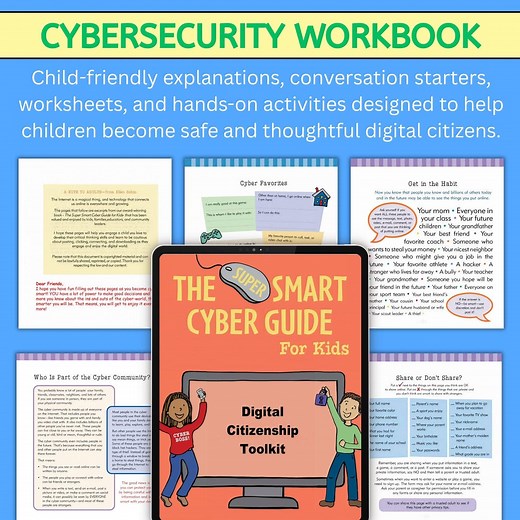 Cybersecurity Worksheets for Kids Printable PDF – Online Safety & Digital Citizenship Activities (ages 7-12) - Etsy