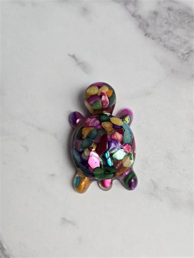 Nautical Decor Hand-poured Resin Turtle With Multi-color Crushed Shells - Etsy