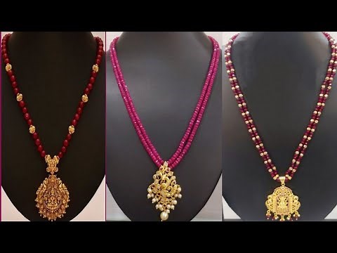 Gold ruby and emerald beads necklace design/ruby drop necklace and pendent collection 😍