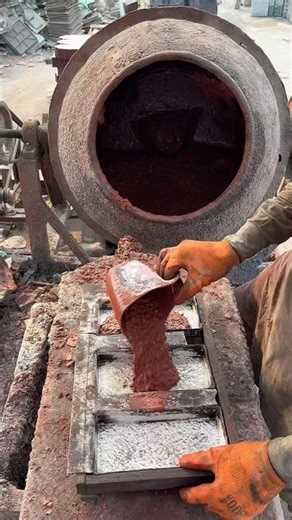 Making Process of Red Concrete Tiles.