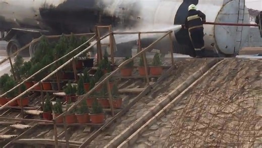 The tanker burning with fire at the NNPC mega station in minna as the fire service are trying to quench it. | Crusaders Radio