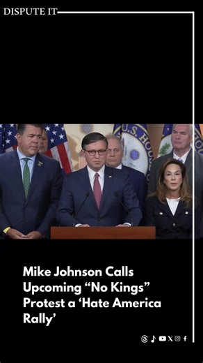 House Speaker Mike Johnson sparked controversy after calling this Saturday’s “No Kings” protest a “Hate America Rally.” The nationwide “No Kings” demonstrations are planned to oppose what organizers call rising authoritarianism in U.S. politics and to promote democracy. But Johnson claims the rally will attract “Hamas supporters, Antifa types, and Marxists” — people he says “don’t stand for the foundational truths of the republic.” Protest organizers have rejected his remarks, saying their movem