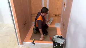 Schluter Kerdi Shower Kit with Shower Tray, Curb, Waterproofing Membrane, Strips and Seals - Waterproofing System for Tiled Showers - Center Outlet Position, 48" x 48" Tray Size - KSK1220PVC