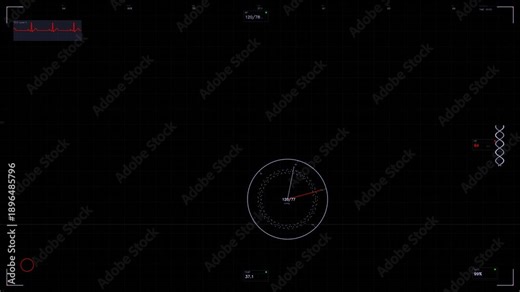 Military hud interface design for war and scifi videos with data displays and navigation tools