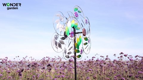 Solar Wind Spinner Metal Garden Decor, Wind Spinners Outdoor Clearance, Multi Color Changing LED Solar Powered Glass Ball Kinetic Wind Sculptures Windmills for Yard Patio Outdoor Decoration