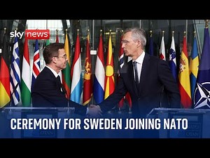 Watch flag raising ceremony at NATO in Brussels for Sweden's accession to alliance