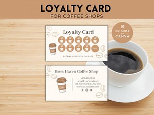 Coffee Shop Loyalty Card Template: Customizable Rewards (canva) - Etsy