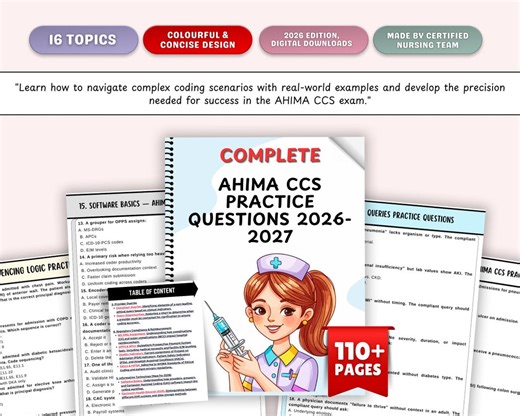 AHIMA CCS Practice Questions 2025-2026 | Certified Coding Specialist Exam | Test Prep Study Guide PDF | Digital Download - Etsy