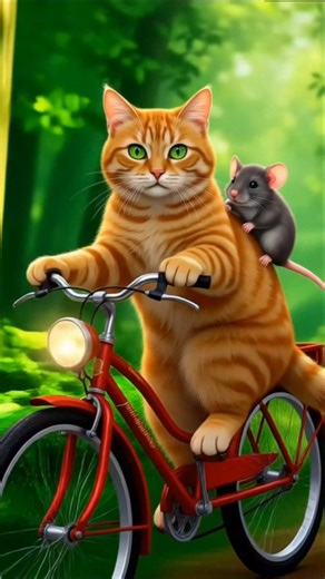 Cat and Rat are going to the forest on a bicycle 🐀🐱